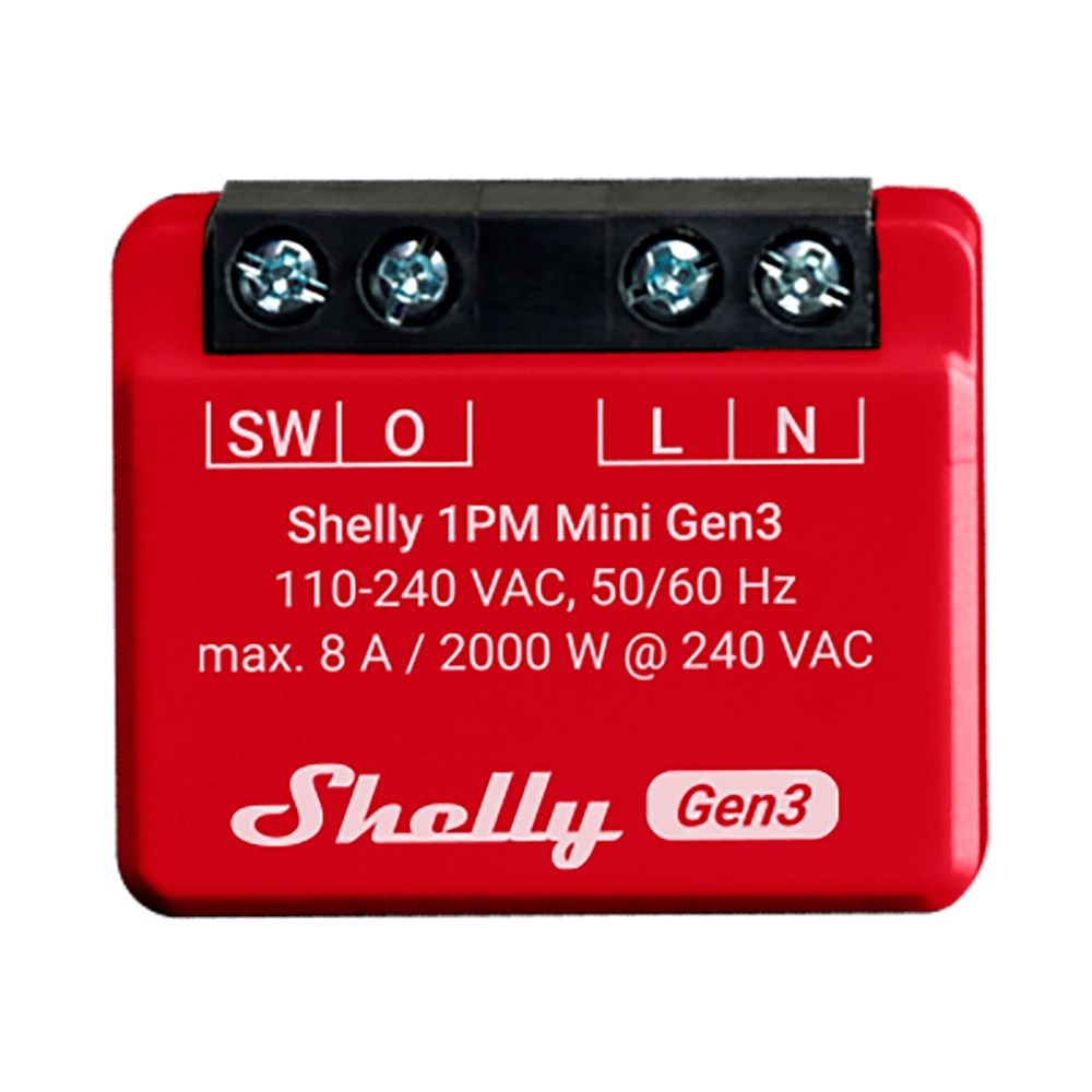 Shelly Plus 1PM Mini (Gen3) Smart Relay - Red