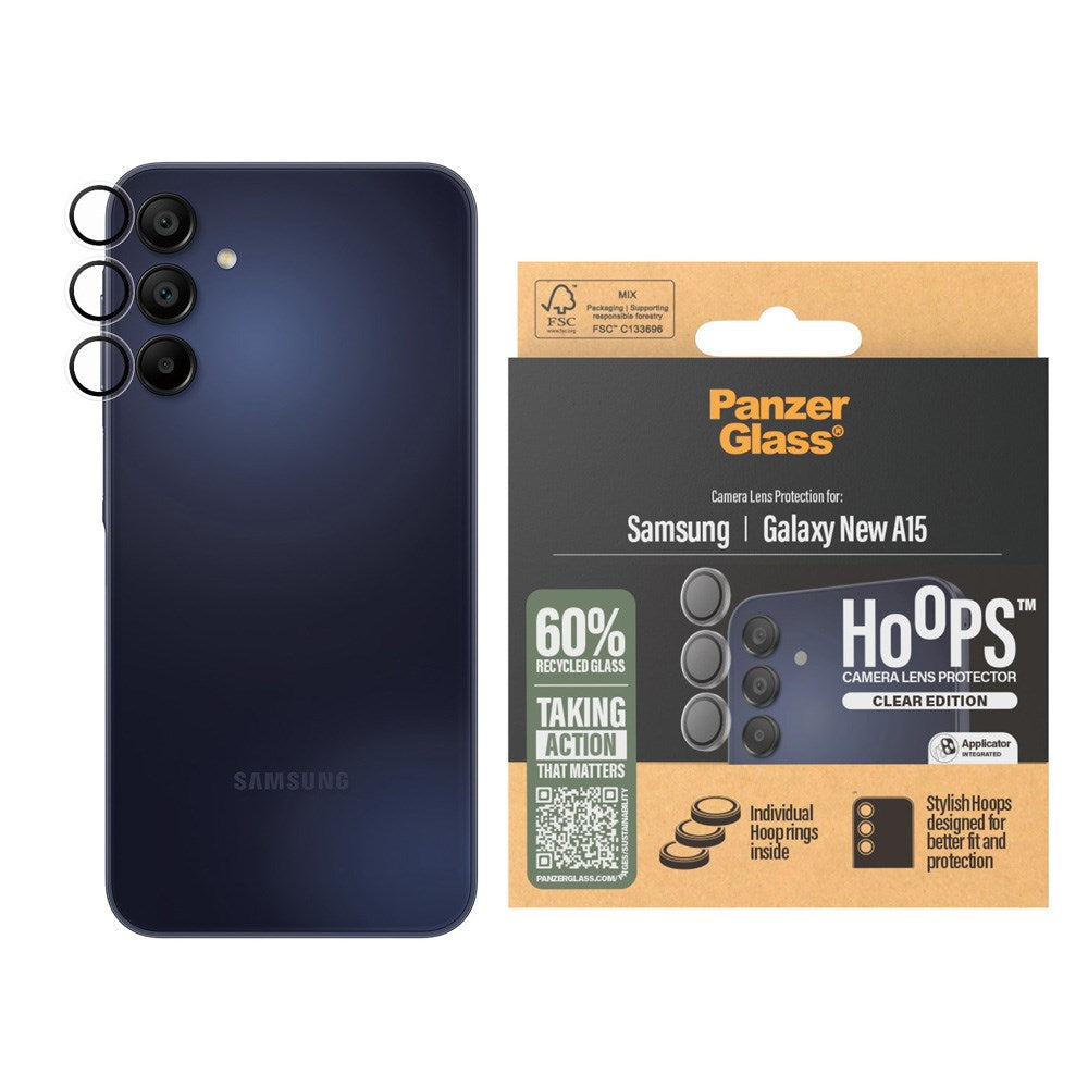 Samsung Galaxy A16 (4G/5G) PanzerGlass Hoops - Camera Protection - Transparent / Black