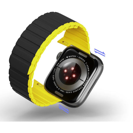 Dux Ducis Apple Watch (38/40/SE/41/42mm) LD-Series Magnetic Silicone Strap - Black / Yellow