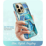 iPhone 14 Pro Max i-Blason Cosmo Marble Case w. Screen Protector - Ocean Blue