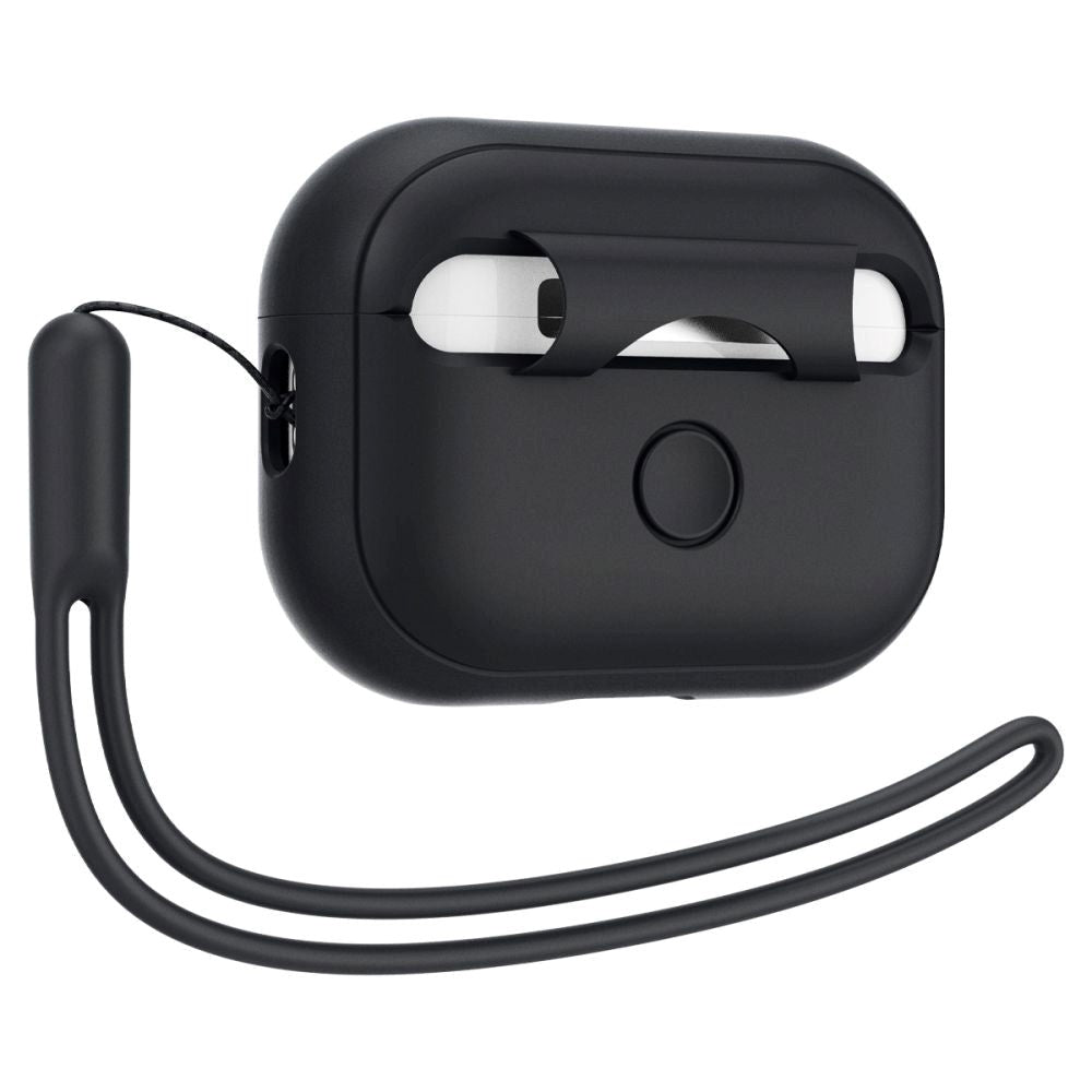 Apple Airpods Pro (2. gen.) Spigen Silicone Fit Case w. Strap - Black