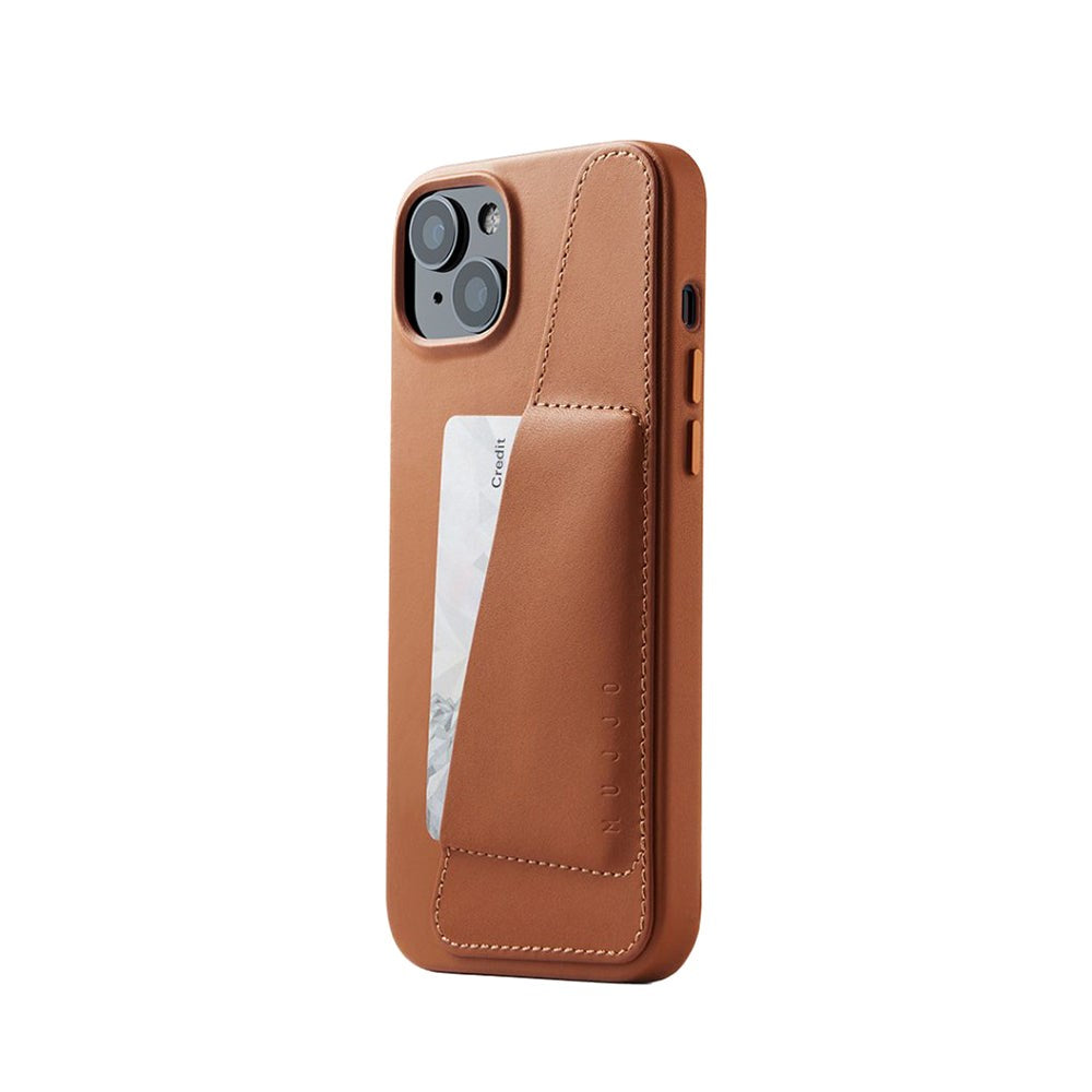 Mujjo iPhone 14 Plus Leather Wallet Case - Brown