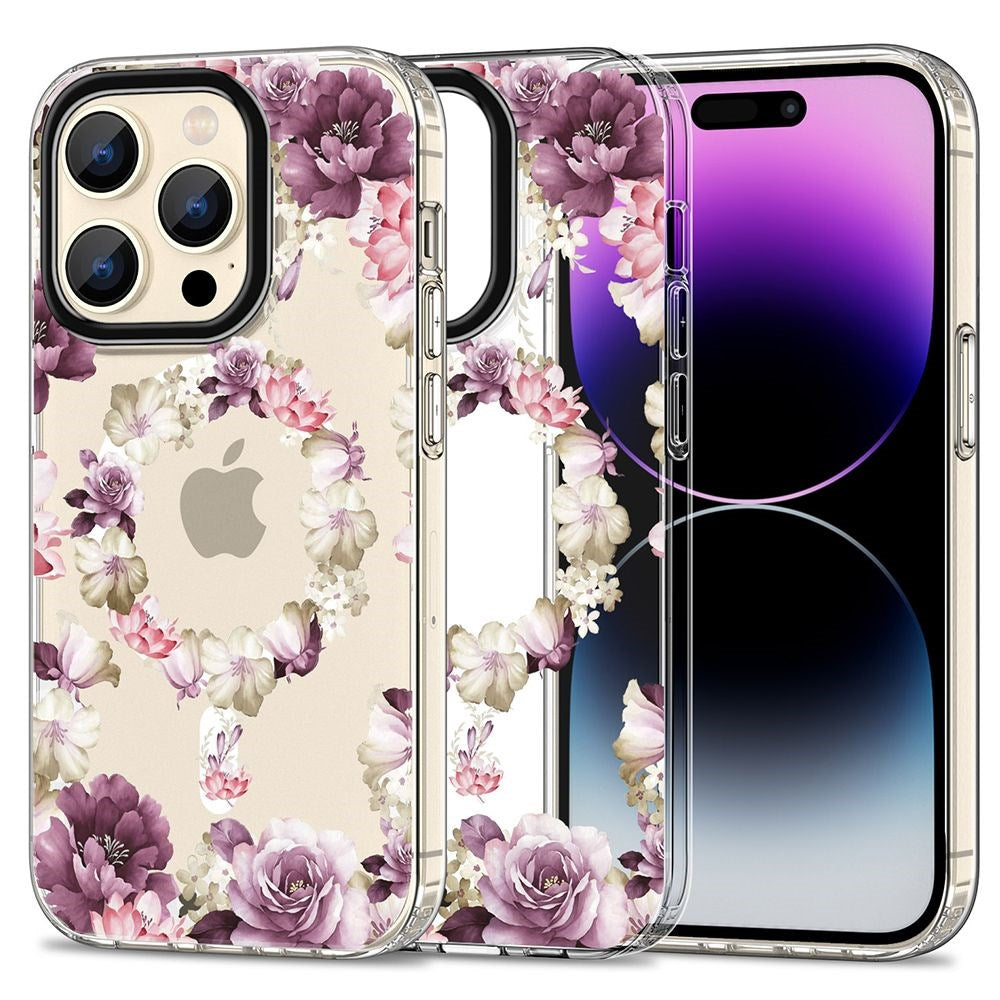 iPhone 15 Pro Tech-Protect MagMood Case  - MagSafe Compatible - Rose Floral