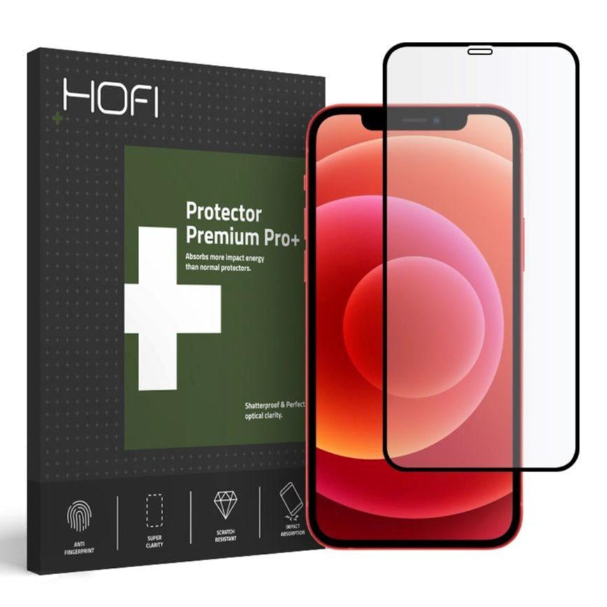 iPhone 12 Mini Hofi Full Pro+ Tempered Glass Screen Protector - Case Friendly - Black