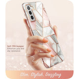 Samsung Galaxy S21 FE (5G) Case with Screen Protector i-Blason Cosmo Marble - Pink