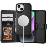 iPhone 14 Tech-Protect 2-in-1 Leather Case with Wallet - MagSafe Compatible - Black