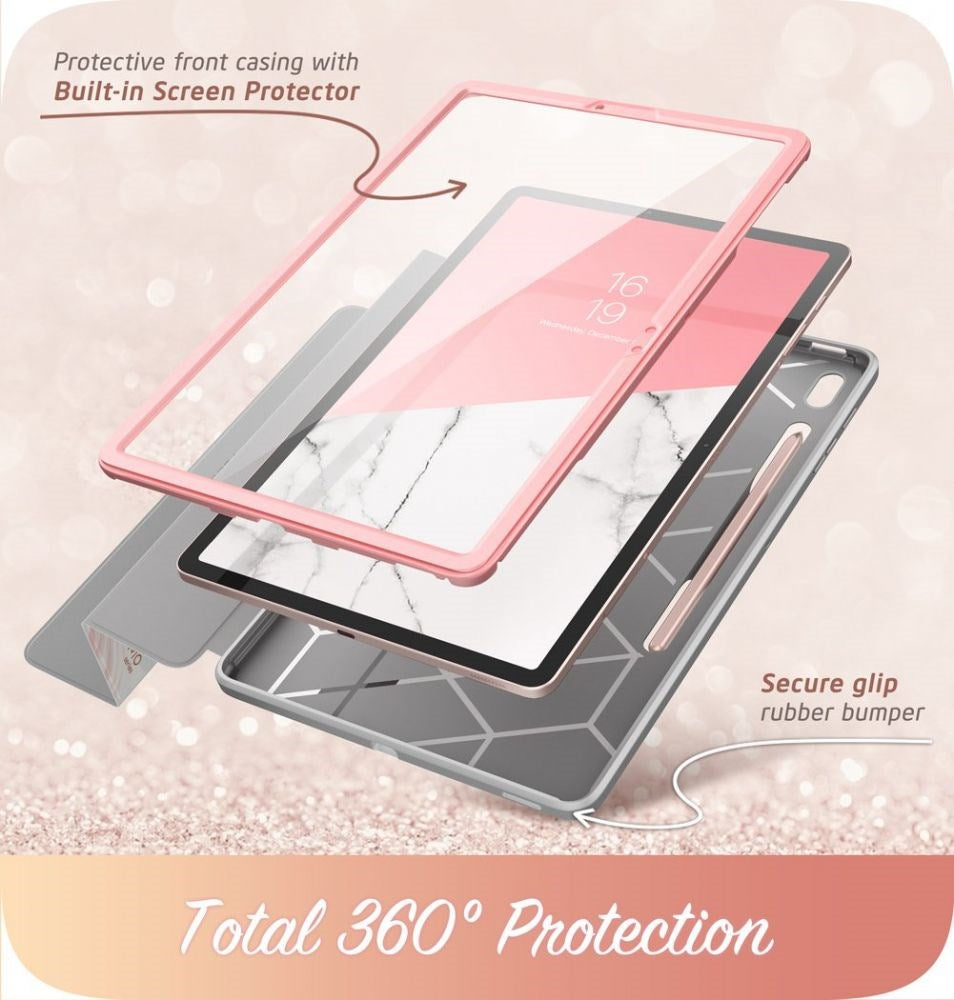 Samsung Galaxy Tab S7 FE i-Blason Cosmo Tri-Fold Flip Case with Screen Protector - Marble