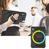 Samsung Galaxy Tab S9 FE+ (Plus) Tech-Protect Solid360 Tough Case w. Protective Film, Hand Holder & Shoulder Strap - Black