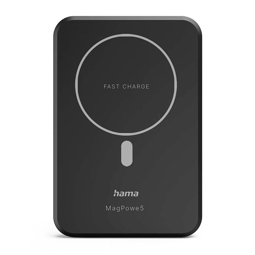 Hama MagPower5 Qi Powerbank 10W w. USB-C Cable - 5000mAh - MagSafe Compatible - Black