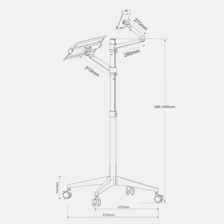 4smarts ErgoFix H17 Universal Stander w. Wheels for Smartphone / Tablet & Laptop - Silver