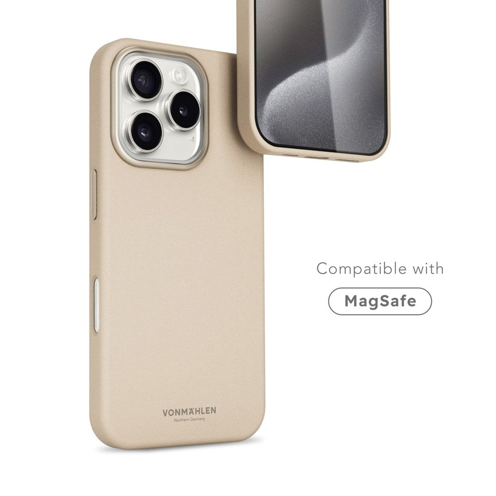 Vonmählen iPhone 16 Pro Like Leather Case - MagSafe Compatible - Cream