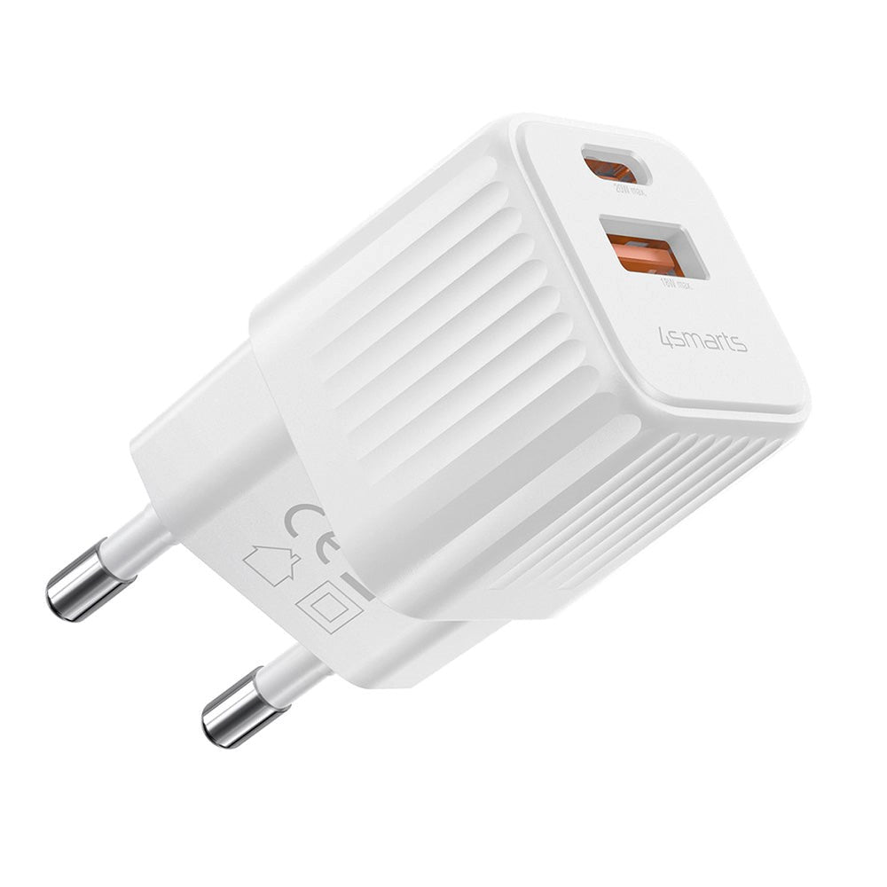 4Smarts VoltPlug Duos 20W Wall Charger - 1 x USB-A QC & 1 x USB-C PD - White