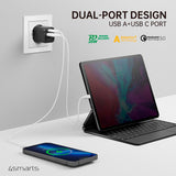 4Smarts VoltPlug Duos 20W Wall Charger - 1 x USB-A QC & 1 x USB-C PD - Black