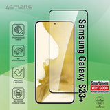 Samsung Galaxy S23+ (Plus) 4smarts Second Glass X-Pro Clear Screen Protector w. Mounting Frame - Case Friendly - Black Edge