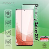 Samsung Galaxy S23 4smarts Second Glass X-Pro Clear Screen Protector w. Mounting Frame - Case Friendly - Black Edge