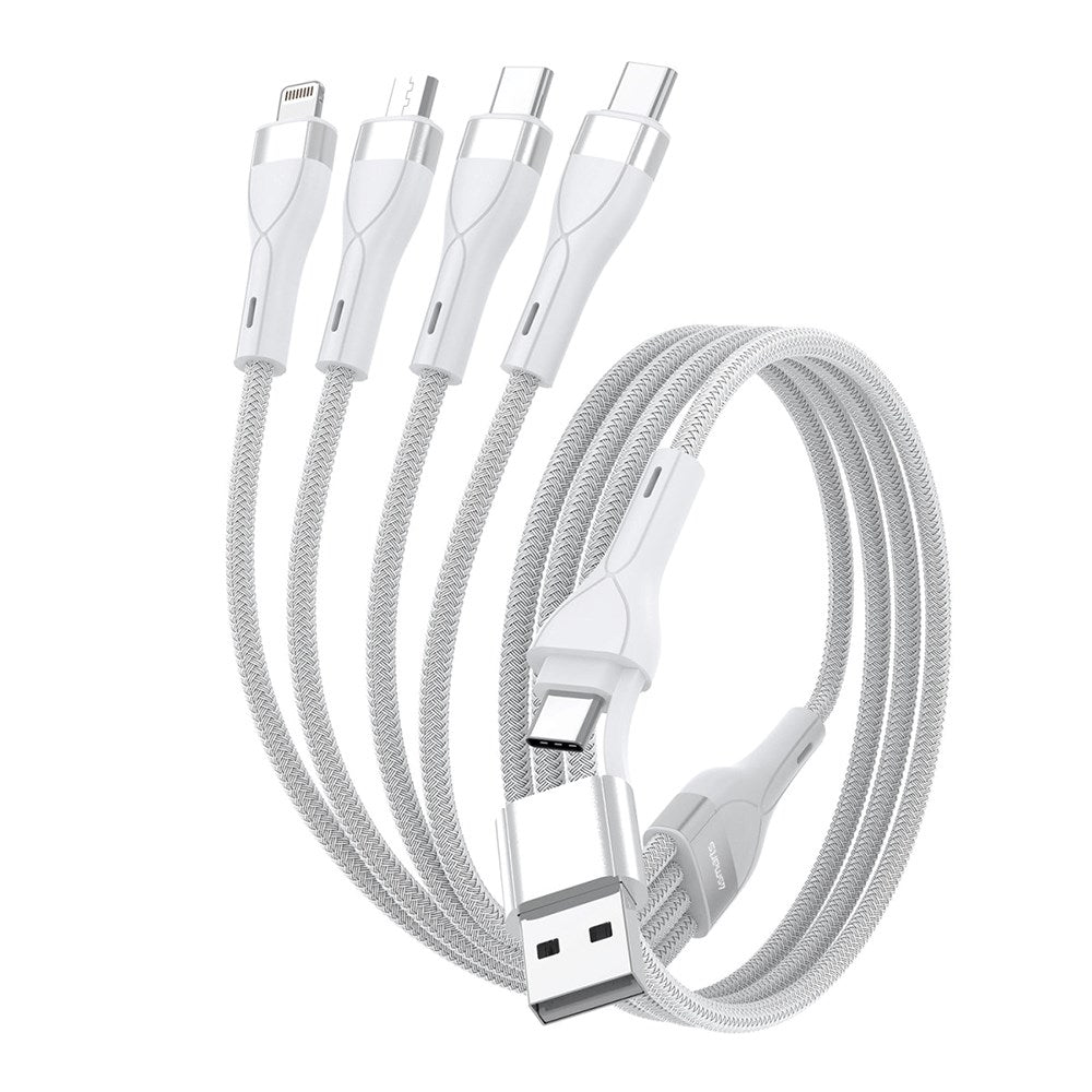 4smarts 4in2 15W Multi-Charging Cable - 2 x USB-C / Lightning / Micro USB 120cm - White