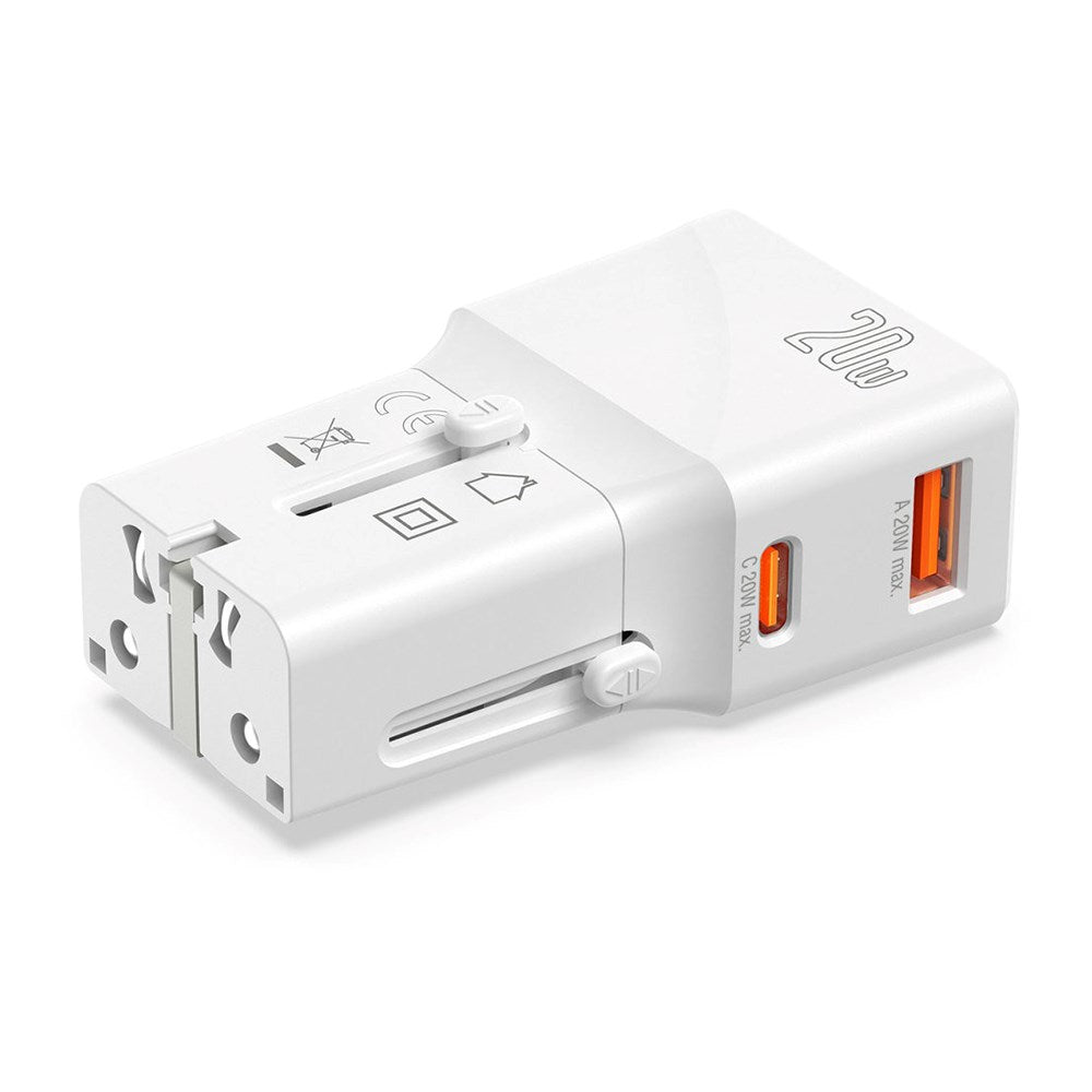 4smarts World Travel Adapter w. 1 x USB-A & 1 x USB-C - White