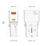 4smarts World Travel Adapter w. 1 x USB-A & 1 x USB-C - White