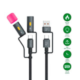 4smarts 4-in-1 USB-C Outdoor Cable Set - 60W / 1m - Black