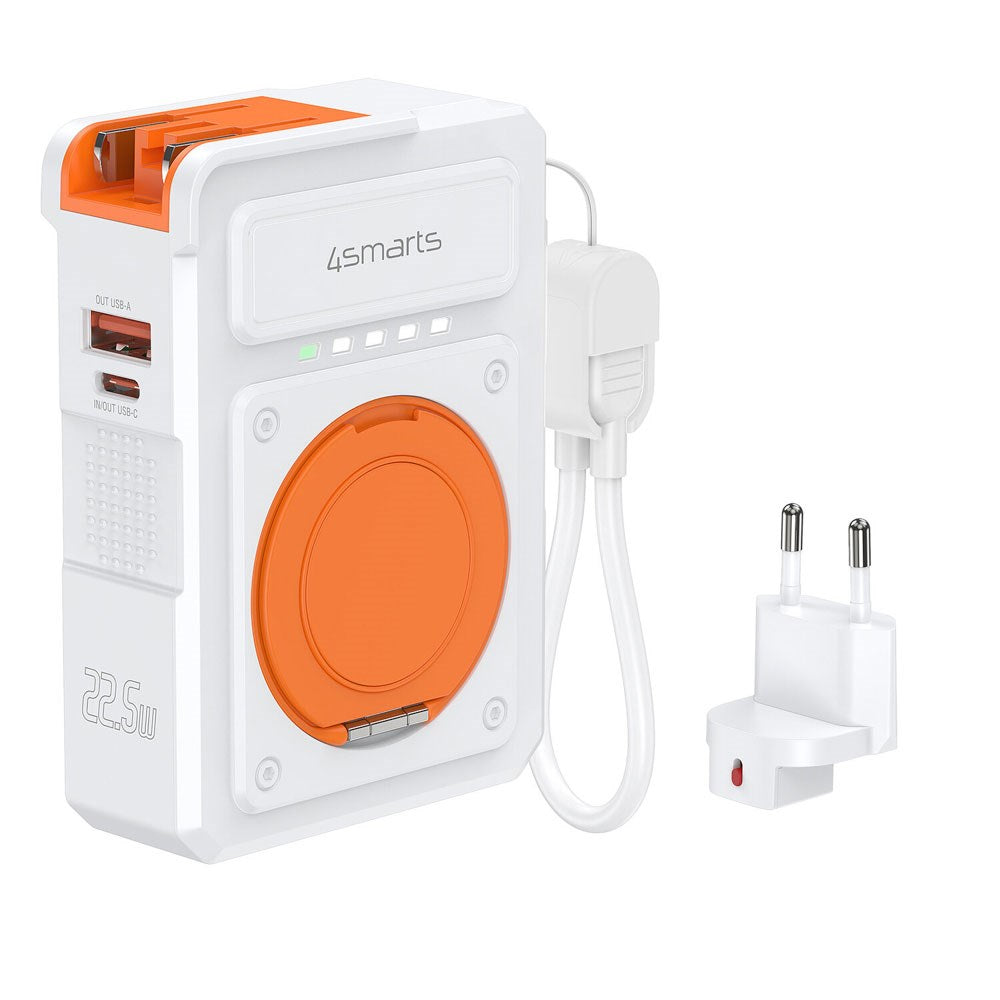 4smarts 6-in-1 10,000mAh Hybrid Powerbank / Wireless Charger / Travel Adapter - White / Orange