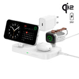 4smarts 3-in-1 Qi2 Wireless Charging Station - MagSafe Compatible - White