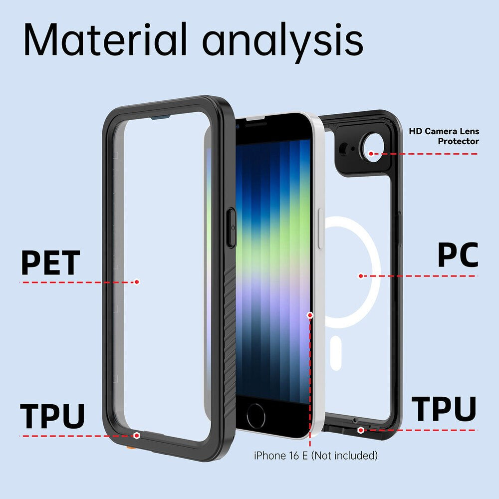 iPhone 17e / 16e 4Smarts Waterproof 360 Case - MagSafe Compatible - Transparent / Black