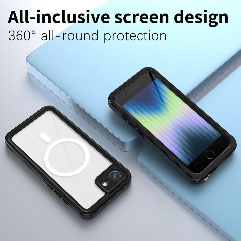 iPhone 17e / 16e 4Smarts Waterproof 360 Case - MagSafe Compatible - Transparent / Black