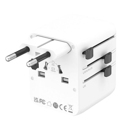 4smarts Nomad Universal Travel Adapter 20W with 2 x USB-C & 1 x USB-A - White