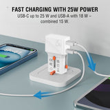 4smarts 25W Travel Adapter for EU/UK/US/AUS with 1 x USB-C 1 x USB-A - White