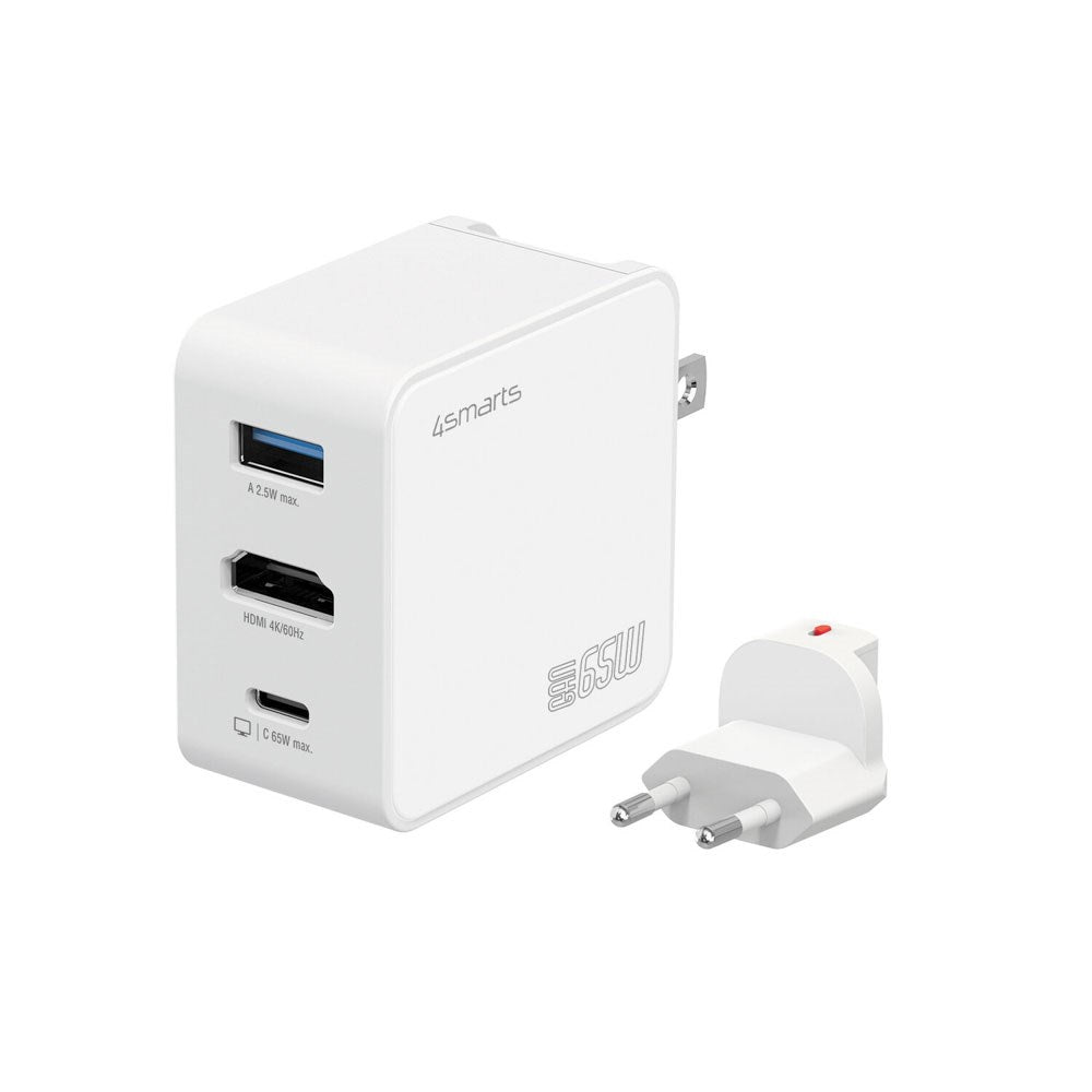 4smarts 3-in-1 HDMI Hub 65W Wall Charger - White