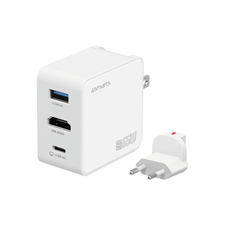4smarts 3-in-1 HDMI Hub 65W Wall Charger - White