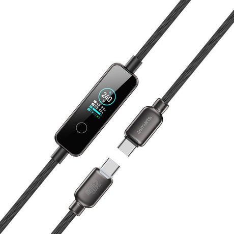 4smarts ScreenCord 240W USB-C to USB-C Cable with Built-in Display - 1.2m - Black