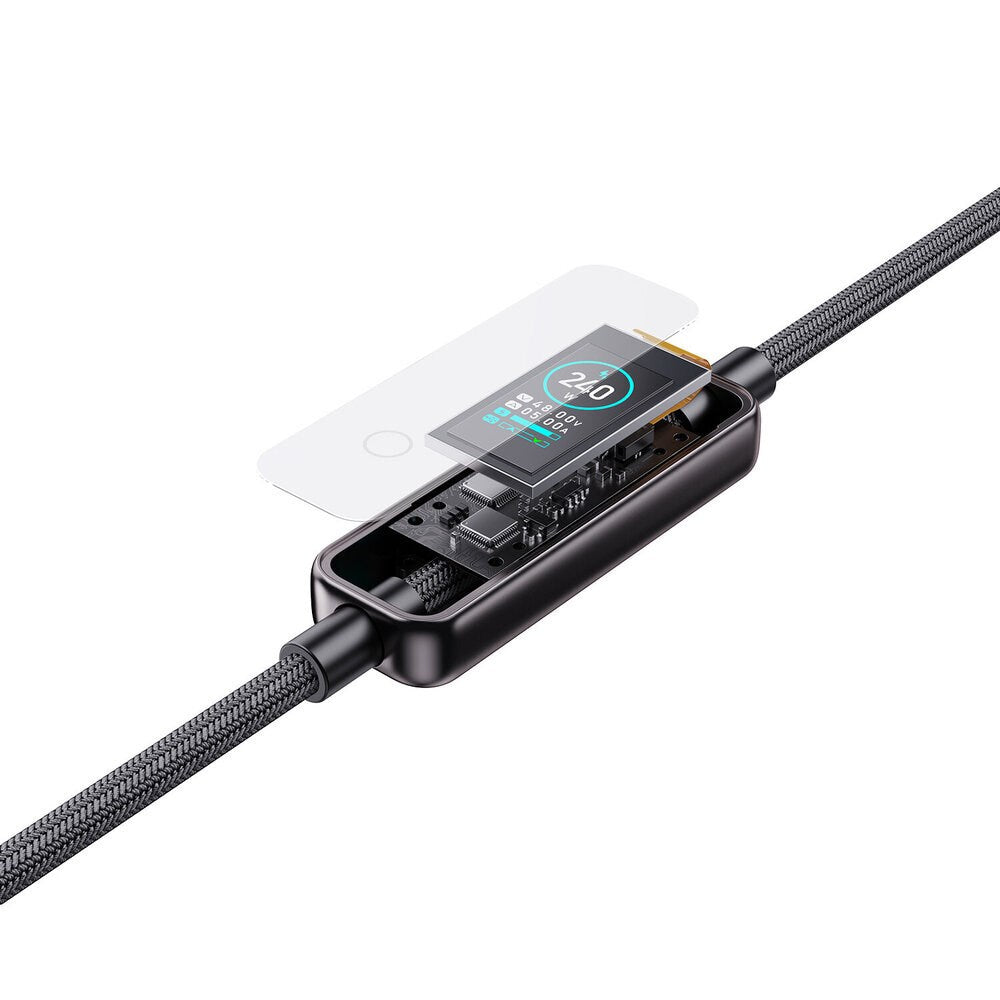 4smarts ScreenCord 240W USB-C to USB-C Cable with Built-in Display - 1.2m - Black