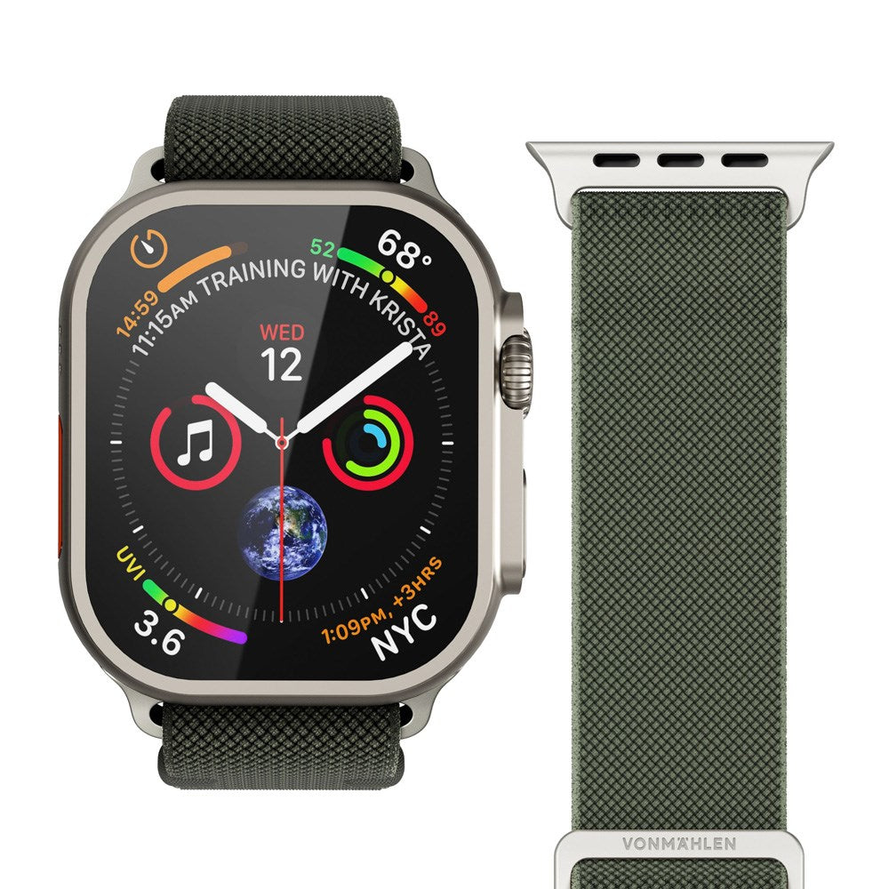 Vonmählen Apple Watch (42/44/SE/45/46/49mm) Classic Nylon Loop Watch Strap - Olive