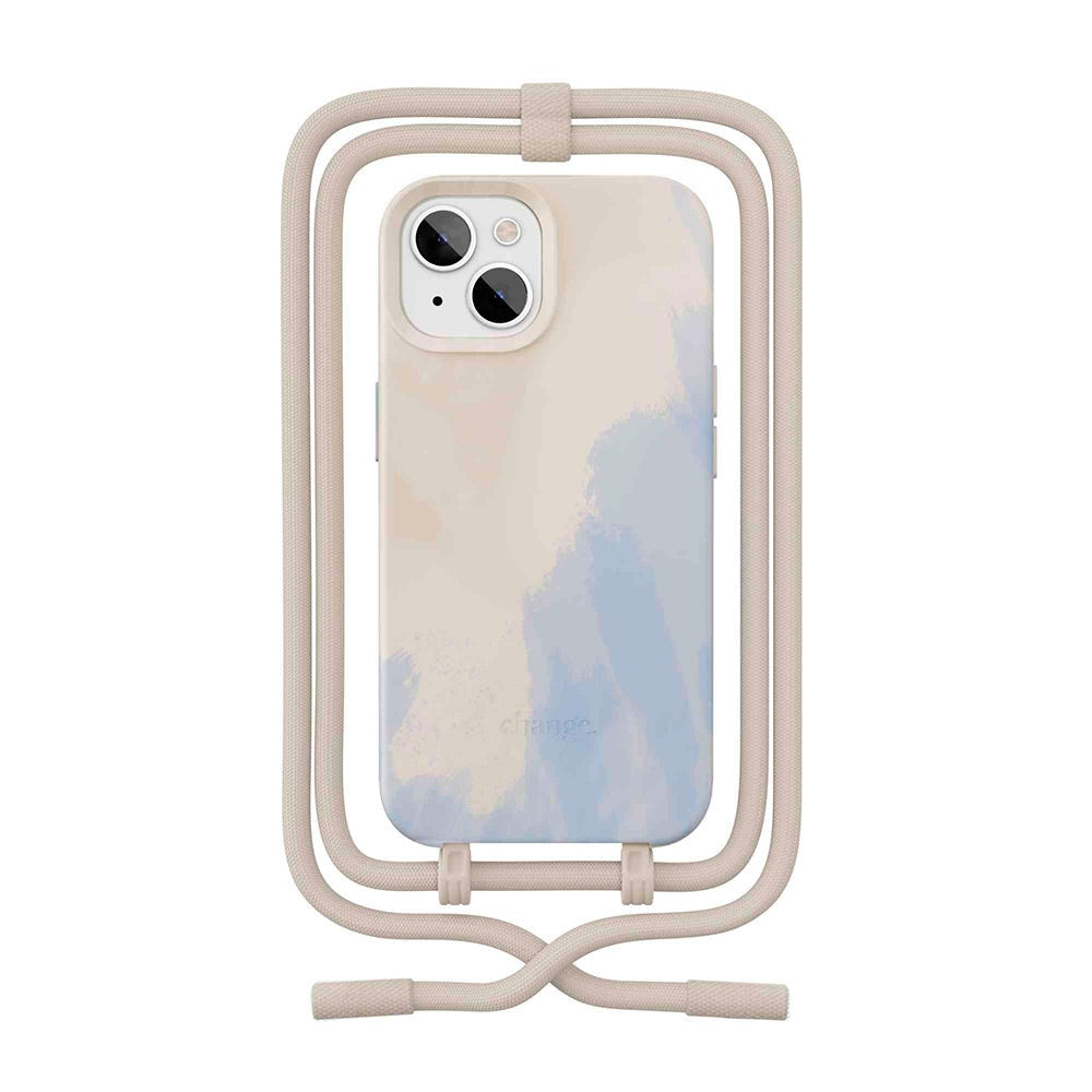 iPhone 15 Pro Woodcessories Change Case w. Strap - 100% Plant-based - Beige Blue