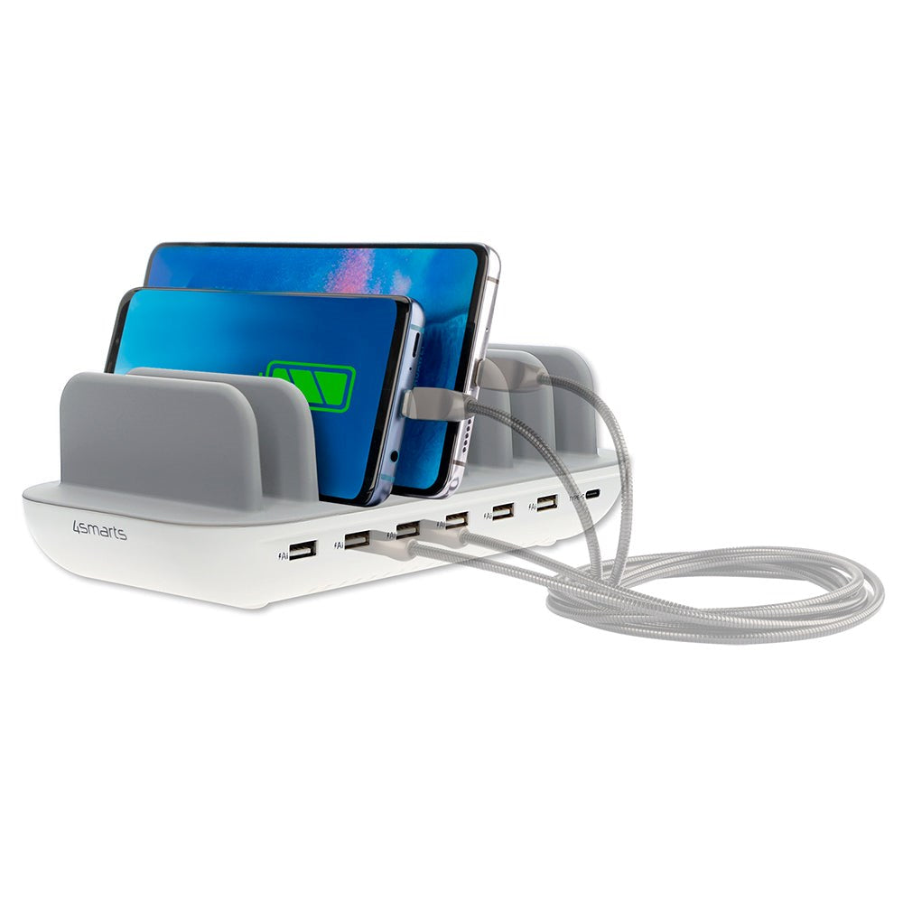 4smarts 60W Charging Station w. 6 x USB-A & 1 x USB-C - White