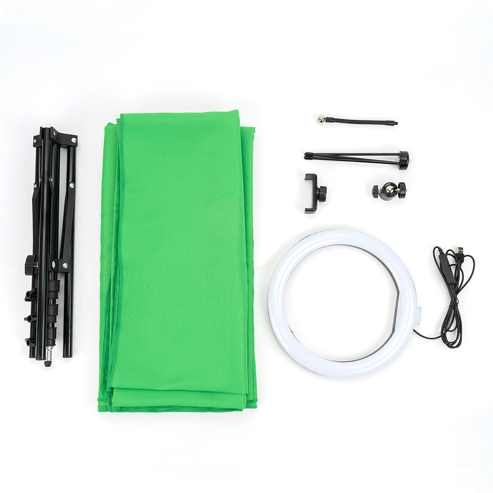 4smarts LoomiPod Selfie Tripod w. LED Ring Light, Green Screen & Storage Bag