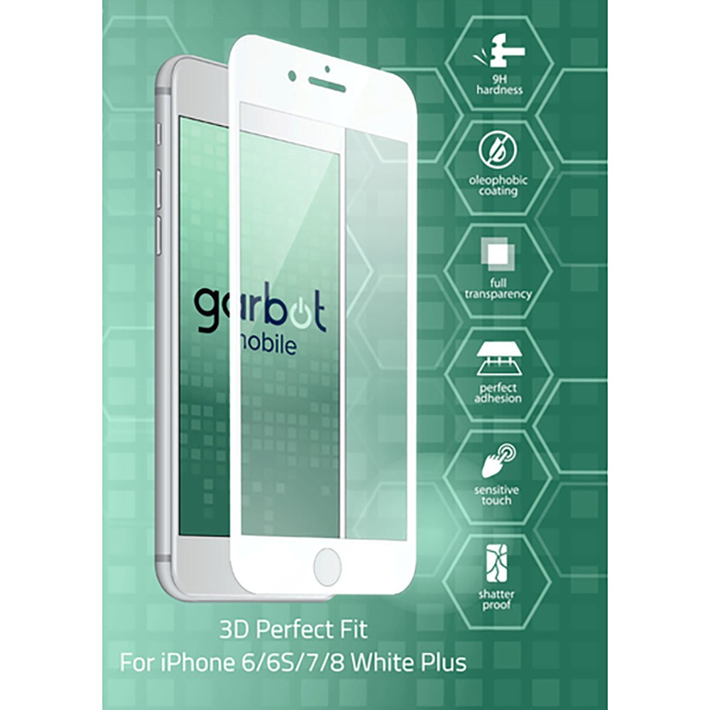 iPhone 8 Plus / 7 Plus / 6(s) Plus Garbot 3D Perfect Fit Screen Protection - Case Friendly - Transparent / White Edge