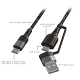 4smarts ComboCord USB-C or USB-A to USB-C Cable PD 60W - 1.5w. - Black