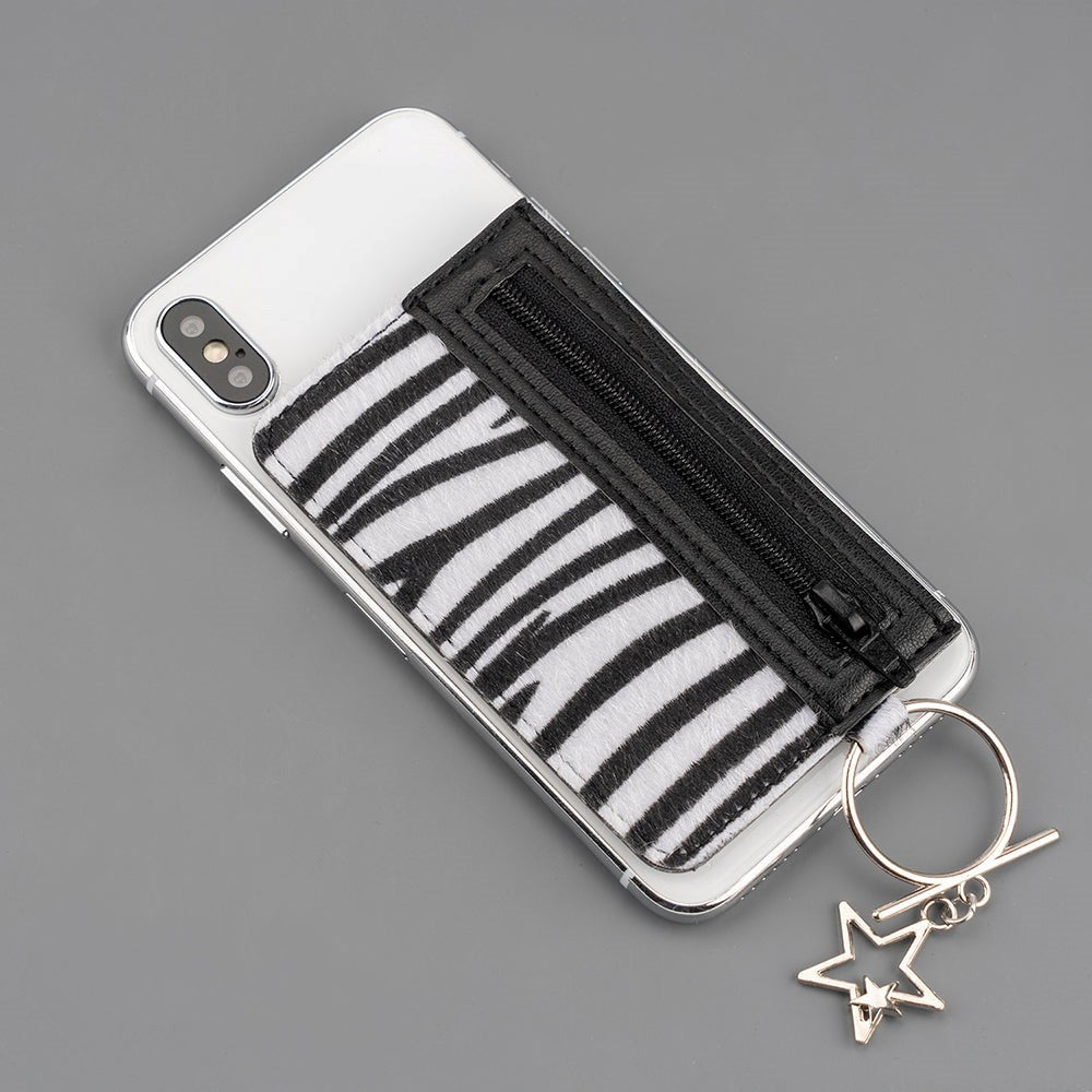 4smarts DressUP Phone Holder w. Finger Ring & Card Holder - Zebra