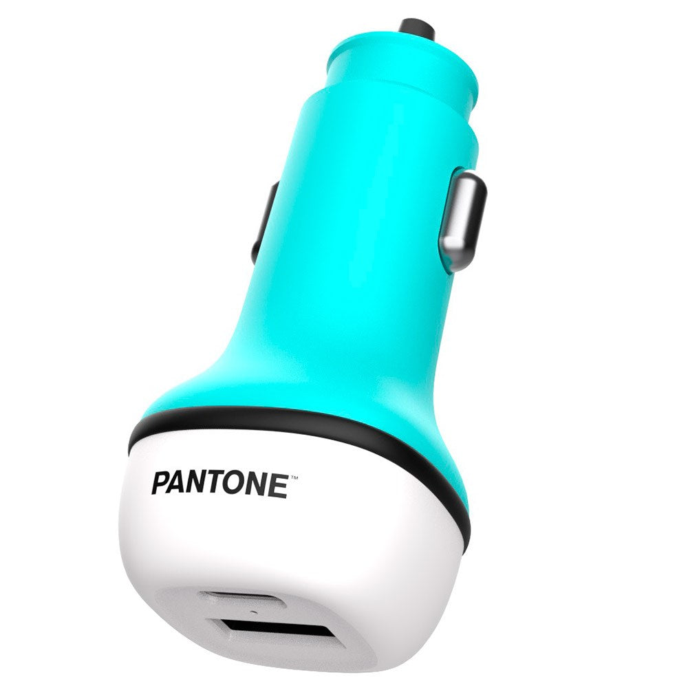 Pantone Car charger PD 20W with USB-C & USB-A - Turquoise