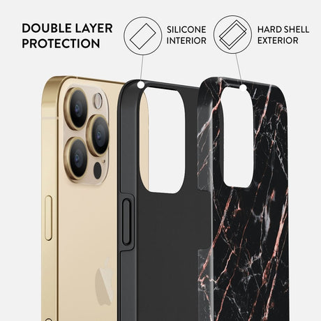 Burga iPhone 13 Pro Tough Fashion Case - Rose Gold Marble