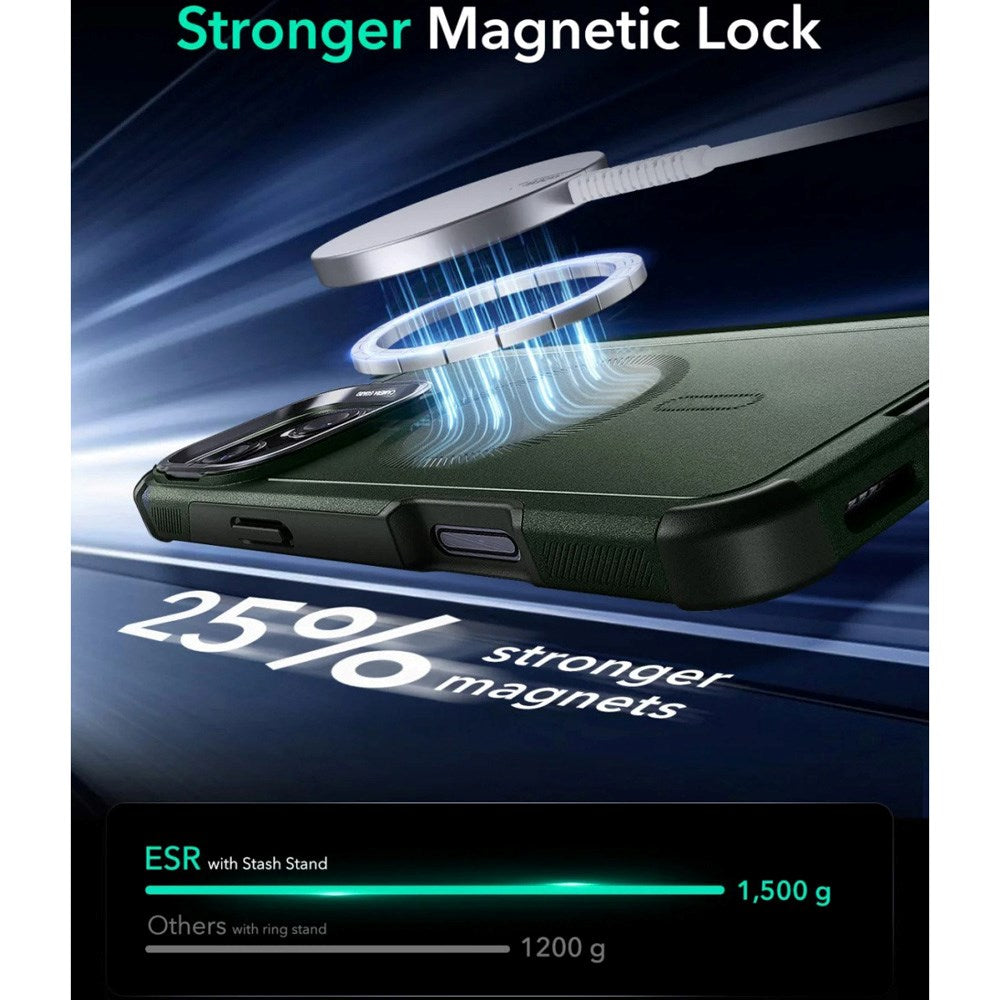 ESR iPhone 16 Pro Cyber Armor Case with Kickstand - MagSafe Compatible - Green
