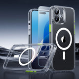 iPhone 16 ESR Classic Pro Set HaloLock with Back Case & Screen Protector Glass – MagSafe Compatible – Transparent