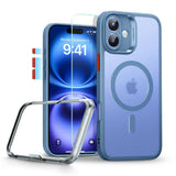 iPhone 16 ESR Classic Pro Set HaloLock with Back Case & Screen Protector Glass – MagSafe Compatible – Matte Blue