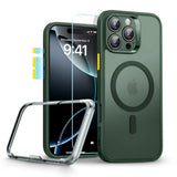 iPhone 16 Pro Max ESR Classic Pro Set HaloLock with Back Case & Screen Protector Glass – MagSafe Compatible – Matte Green