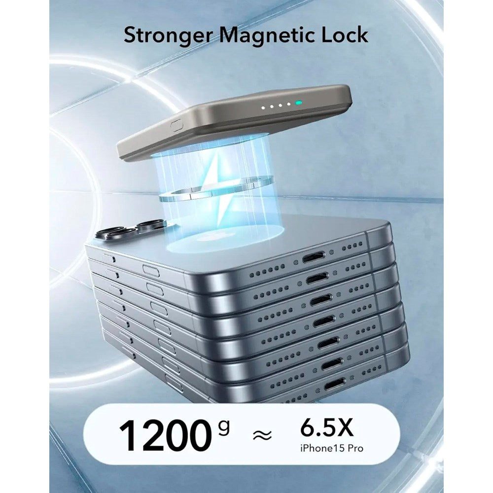 ESR Qi2 MagSlim PowerBank with Kickstand - 15W / 5000 mAh - MagSafe Compatible - Titanium