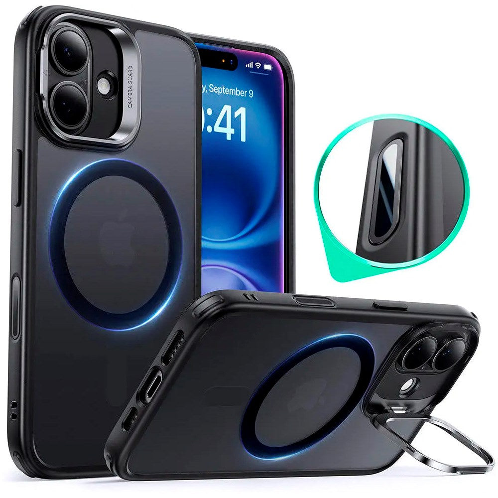 ESR iPhone 16 Classic Hybrid Case with Kickstand - MagSafe Compatible - Matte Black