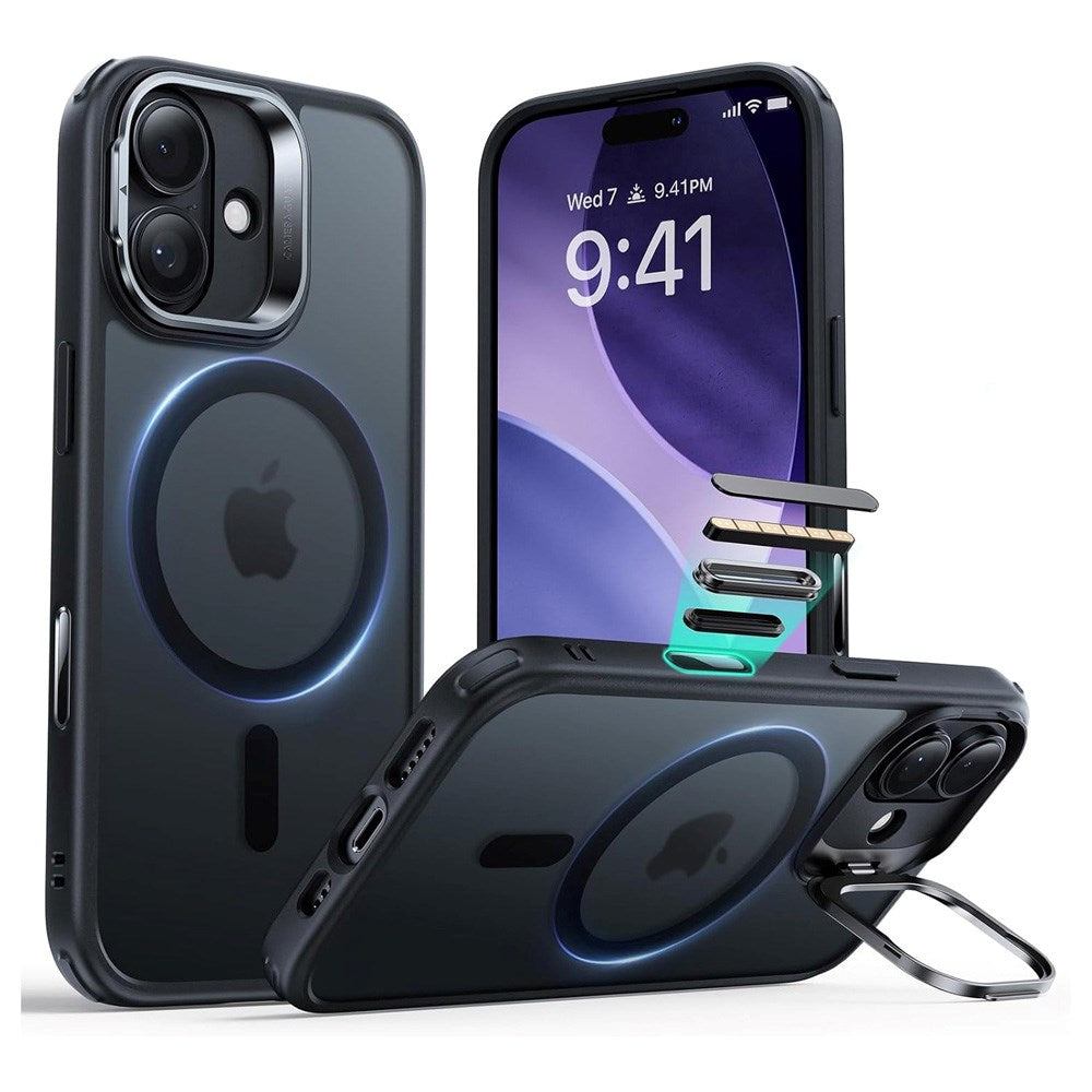 ESR iPhone 17 Classic Hybrid Stash Case with Kickstand - MagSafe Compatible - Matte Black