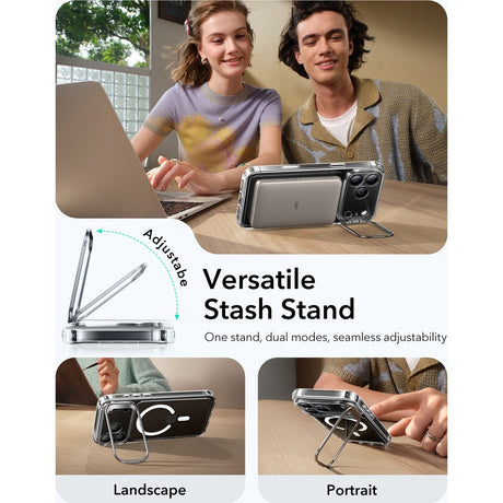 ESR iPhone 17 Pro Classic Hybrid Stash Case with Kickstand - MagSafe Compatible - Transparent